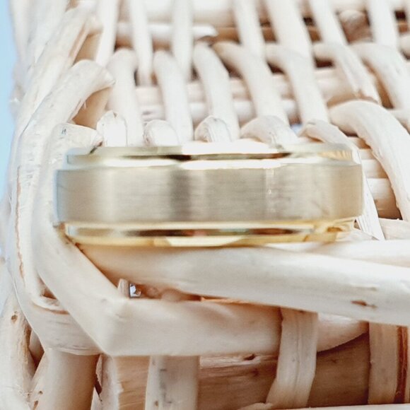 "Yellow Gold Tungsten Brushed Finish Wedding Ring for Women, GALTUN720 - Picture 1 of 11